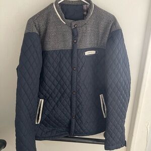 Men's Quilted Navy and Gray Jacket
